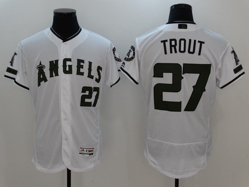 2017 MLB Los Angeles Angels #27 Trout White Elite Commemorative Edition Jerseys